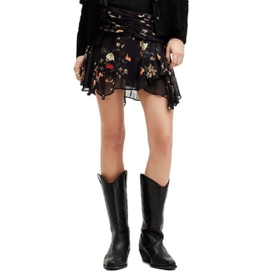 AllSaints Erica Kora Skirt Black Maat: 12 | Mini Rokken Outlet | Dames | Zwart