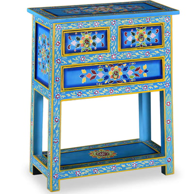 vidaXL - Dressoir - met - lades - handgeschilderd - massief - mangohout - turquoise