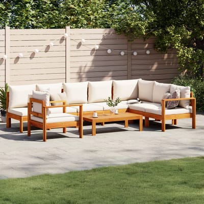 vidaXL - 6-delige - Loungeset - met - kussens - massief - acaciahout