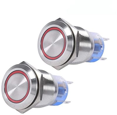 Waterdichte RVS LED Drukknop Schakelaar 12V-24V - 2 Stuks