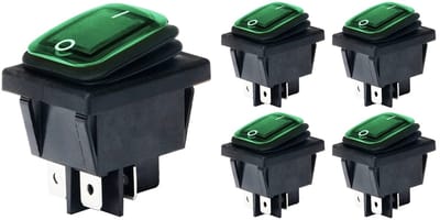 Orbit Electronic Wipschakelaar ON-OFF - 4-pins - 30x22mm - 16A 250V - Spat Waterdicht - KCD4-201-16 - Groen - 5 stuks