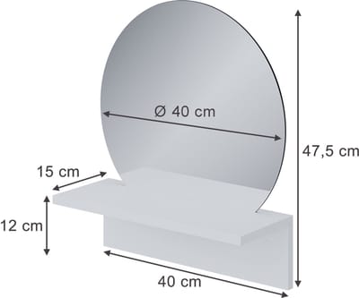 Vicco Elyra Badkamerspiegel – 40 x 47.5 cm met plank Wit