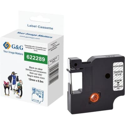 G&G Labeltape Polyester Tapekleur: Transparant Tekstkleur: Zwart 12 mm 5.5 m