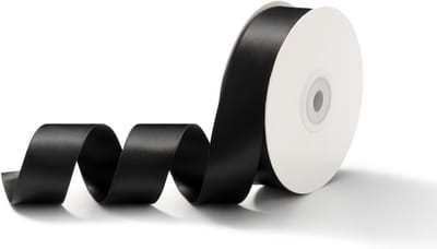 Zwarte Satijnen Cadeaulint van 25mm x 23m voor Bruiloften, Cadeauverpakking en Creatieve Projecten