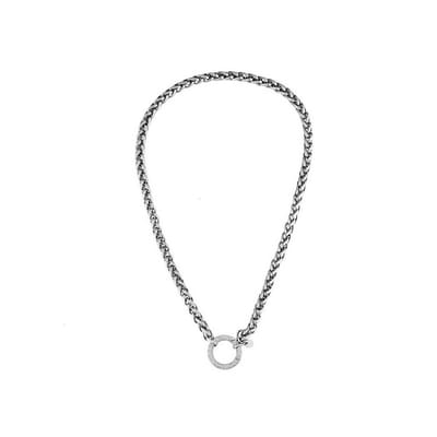 Dottilove Vossenstaart Ketting Dames - Wit Gold Plated op RVS - Ketting Ronde Sluiting Zirkonia-Stein