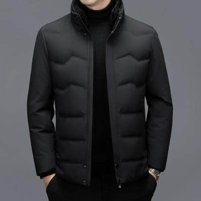 Coupe-vent Épaissi d'Hiver, Doudoune pour Hommes d'Âge Moyen, Veste Courte Décontractée d'Affaires pour Papa, Manteau Matelassé 4XL black