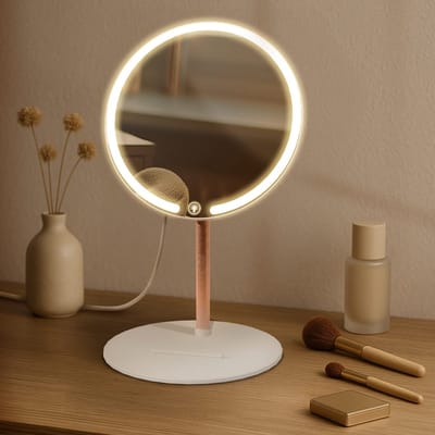 CLP Streep Make up spiegel - met verlichting - staan - klein - USB-C aansluiting incl. kabel - dimbaar LED - wit