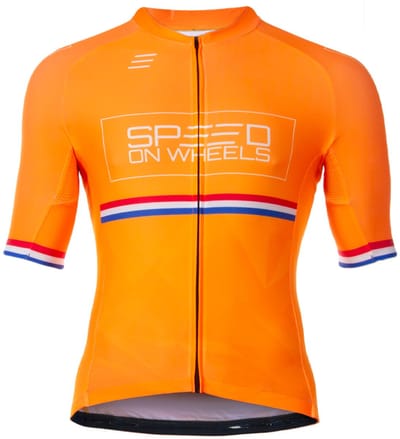 Speed on Wheels - oranje wielershirt - Unisex
