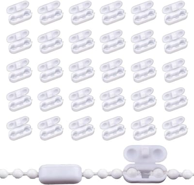 30 stuks rolgordijn koord connector clips - Vervanging trekkoord connector voor plastic bal ketting - Past op 45 mm roller Romeinse verticale jaloezieclips