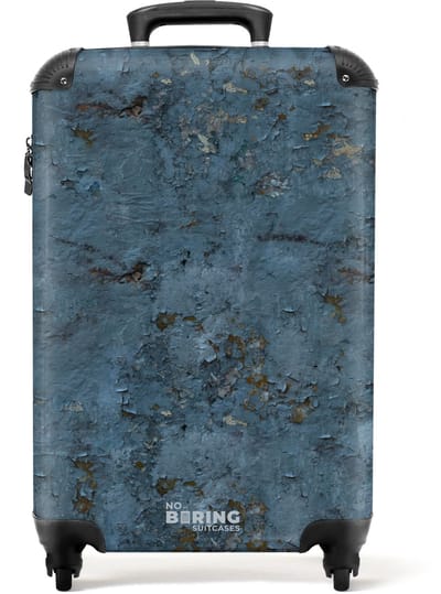 NoBoringSuitcases.com® - Handbagage koffer lichtgewicht - Reiskoffer trolley voor reizen - Blauw verweerde muur met roestsporen - Cabine rolkoffer met wieltjes - Travel luggage - Hardcase valies klein - Past binnen 55x40x20 en 55x35x25
