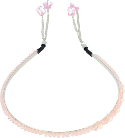 Haarsoires Haarband Diadeem – Facetkralen & Ketting Sliertjes – Metaal – Zilver Roze - Glanzende Haaraccessoire voor Feest of Bruiloft