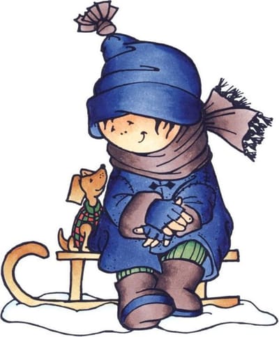 Marianne Design Clear Stamp Snoesjes - Koud - stempel snoes op slee met hondje