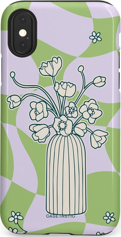 Casetastic Hoesje Geschikt voor Apple iPhone X/Xs - Stijlvolle Beschermende Duo-layer Case - Bosje vol groen