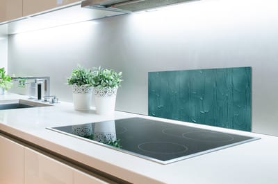 Spatscherm Keuken - Kookplaat Achterwand - Spatwand Fornuis - 70x35 cm - Verf - Turquoise - Abstract - Aluminium - Wanddecoratie - Muurbeschermer - Hittebestendig