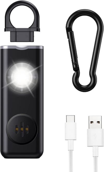 Unyqoos® Oplaadbaar persoonlijk alarm met LED-flitslicht voor maximale veiligheid