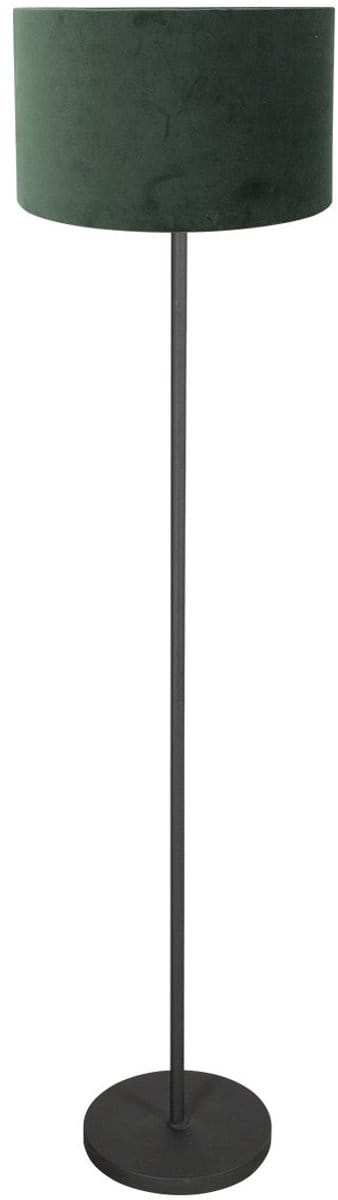 Vloerlamp Noor 4445ZW – Zwart met groene velours kap Ø30cm, van metaal en textiel, trendy design, merk Mexlite, ideaal voor binnengebruik