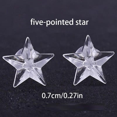 1 paar hars oorstekers transparante onzichtbare oorbellen anti-allergie zachte schattige vrouwen student ster hartvorm piercing oorstekers Star gray