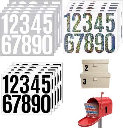 15 Vellen - Brievenbusstickers - Plaknummers - Cijfer Stickers - Waterdicht - Stickervellen Set - Geschikt Voor Binnen En Buiten - Standaard Lettertype - Huisnummer - Geschikt Voor Brievenbussen, Ramen En Deuren - Zwart, Wit En Gekleurd