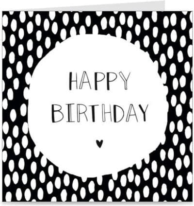 HAPPY BIRTHDAY | verjaardagskaart / wenskaart / kaart met envelop | jarig / verjaardag | zwart & wit