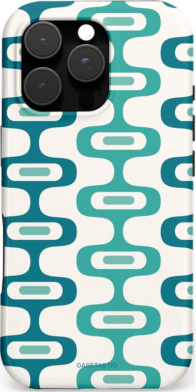 Casetastic hoesje geschikt voor Apple iPhone 16 Pro - MagSafe - Dubbellaagse bescherming - Vormen vibe - Fashion Case - Wit Petrol Lichtgrijs Mintgroen