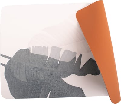 Kade 171 placemats rechthoekig 6 stuks 45 x 30 cm - lederlook wit met bladeren en bruin