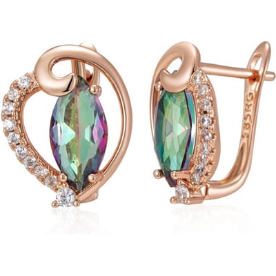 Kienl Tendance Boucle d'oreille Pendant Cœur Couleur Or Rose Pour Femmes Brillante Colorée Zircon Naturel Accessoires Bijoux Fins Quotidien beige