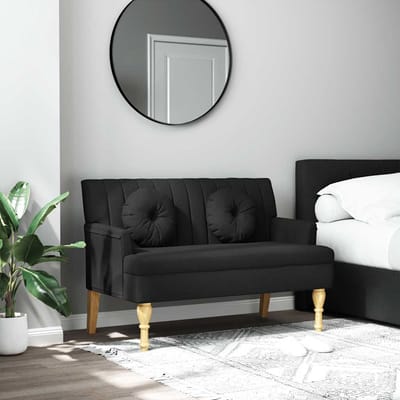vidaXL - Bankje - met - kussens - 113x64,5x75,5 - cm - stof - zwart