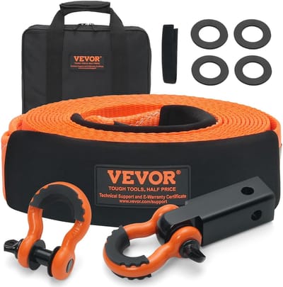 Sleepband Kit - Herstel Touw - Voertuig Berging - Versterkte Gesp - 76mm x 9.1m - Oranje