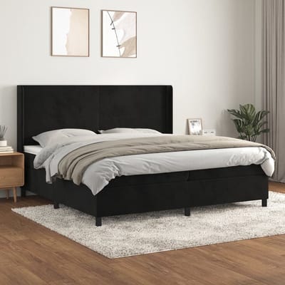 vidaXL - Boxspring - met - matras - fluweel - zwart - 200x200 - cm