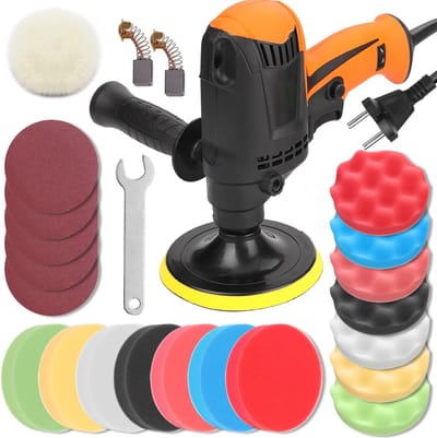 Polijstmachine – 980W – 6 Snelheden Instelbaar – Inclusief 22 Polijstaccessoires – Voor Auto, Meubels en Vloeren