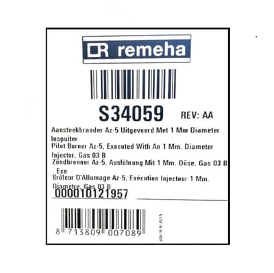 Remeha S34059 Aansteekbrander Az-5 – Complete Pilot Burner Set met 1 mm Diameter Inspuiter – Gas 03 B Eco