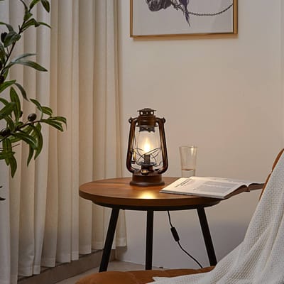 Lindby - Tafellamp - 1licht - Metaal, glas - H: 30 cm - E14 - roestkleurig, helder