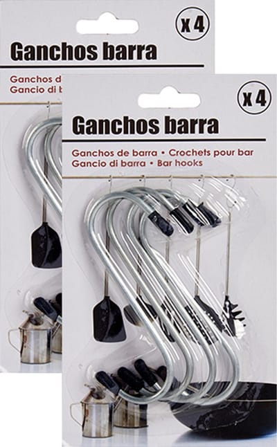 Benson S-haken / gerei ophanghaakjes - 8x stuks - met zwarte beschermlaag - 20 cm - metaal - Ophanghaken voor keukengerei/bestek