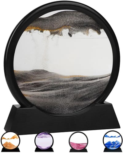 Allecto - 3D Zandloper - Kinetic Sand Art - Decoratie voor Bureau - Zwart Wit - Unieke Beleving - Perfect als Cadeau - Geschikt voor Volwassenen en...