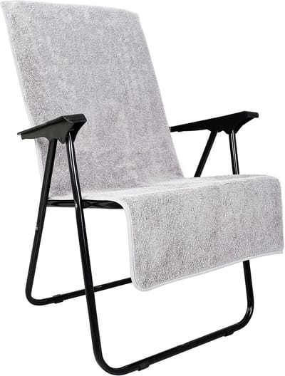 Famanu – Hoezen voor tuinstoelen 100% katoen Handdoekhoes voor camping en ligstoelen met hoge rug cm grijs