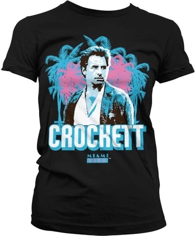 Miami Vice Crockett Palms Girly T-shirt voor dames, zwart