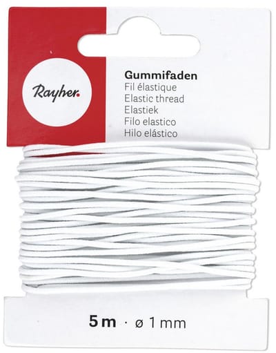 3x Wit hobby band elastiek op rol van 5 meter - breedte 1 mm - Zelf kleding/mondkapjes maken