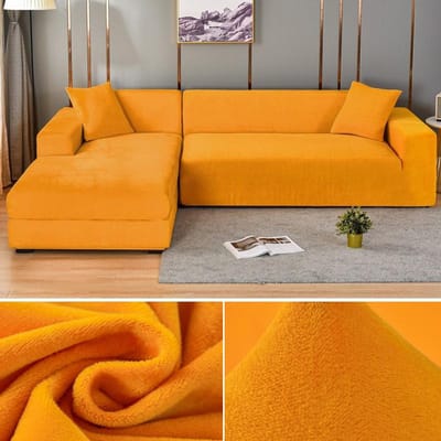 Fluwelen bankhoes dik elastisch 1/2/3/4-zits bankhoes voor woonkamer Fluwelen pluche L-vormige hoekbankhoes bankhoes 2 SEAT (145-185CM)