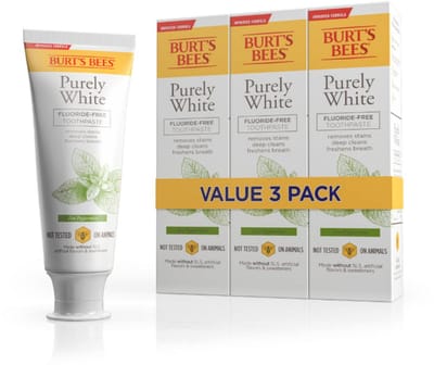 Burt’s Bees Purely White Zen Peppermint Tandpasta Fluoridevrij – Voordeelpack 3X – Natuurlijke Tandpasta Zonder Parabenen & Conserveermiddelen