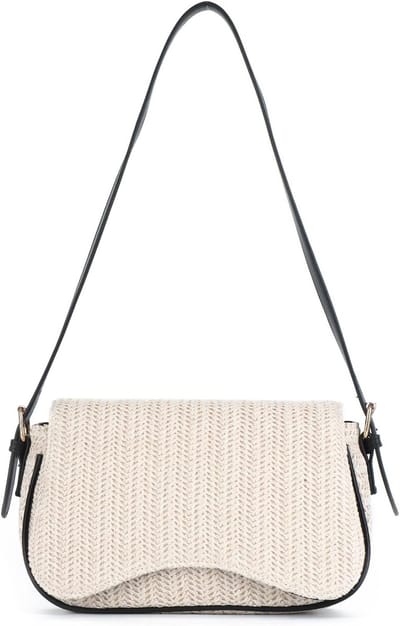 Trendy Raffia Dames Schoudertas, Woven Hobo Handtas met Rits, Kleine Tas voor Dagelijks Gebruik en Uitjes