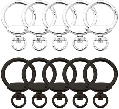 Dailygoods- Sleutelhanger Hartvormig Draaibaar Design - Karabijnhaak - 10 Stuks - Lederen Tas - Hanger - Doe-het-zelfaccessoires - 4,4 x 3 cm
