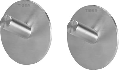 Tiger Rondo - Handdoekhaak - Zonder boren - Handdoekhaakjes - 3M tape - RVS geborsteld (2 stuks)