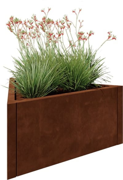Cortenstaal plantenbak - Driehoek gelijkzijdig - 90,6x78,3x40cm - Roestkleur - MySteel