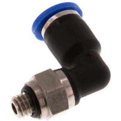 4mm x M 5 90 graden L-verbinding Messing/PA 66 Insteekfitting Buitendraad Draaibaar NBR [2 Stuks]