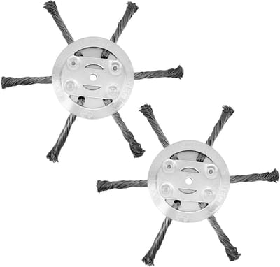Onkruidborstel Set - Staalkabel Trimmerkop - Tuinonderhoud Gazon - 6-Koppige Staaldraad - 15 cm Diameter - Zilverkleurig