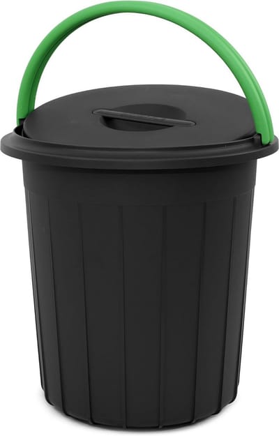 Ronde groene afvalemmer met deksel 25 liter