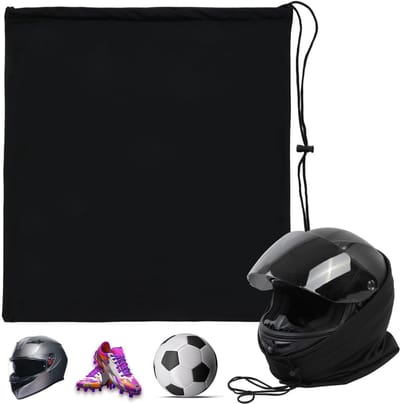 Dailygoods- Helmtas met trekkoordvergrendeling - Zwart - Polyester - Lichtgewicht - Grote capaciteit - 44 x 48 cm - Helmhoes