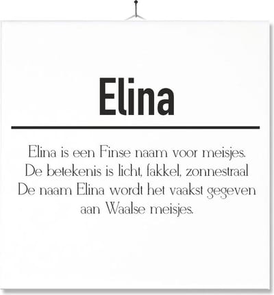 Tegel Met Opdruk | Betekenis | Kado | Cadeau | Met Naam - Elina
