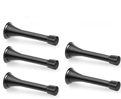 5 Pieces Skirting Boards, Door Stopper, 85 mm, Spring Door Stopper, Wall Door Stopper, Metal Spring, Door Stopper with Base and Screw for Wall and Door Protection