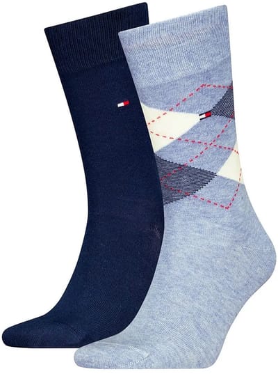 Tommy Hilfiger Sock Check (2-pack) - heren sokken - blauw geruit